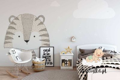 cute little tiger head - children’s wall mural