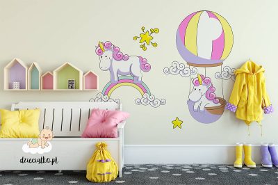 flying cute unicorns - children’s wall mural