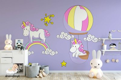 flying cute unicorns - children’s wall mural