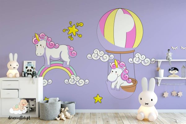 flying cute unicorns - children’s wall mural
