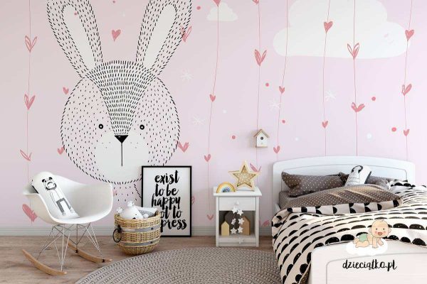 cute rabbit head - children’s wall mural