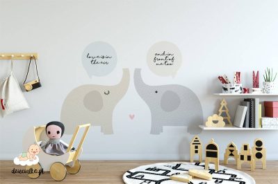two cute little elephants - wall sticker for child’s room