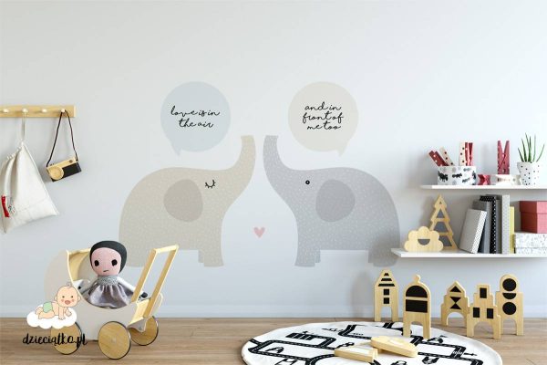 two cute little elephants - wall sticker for child’s room