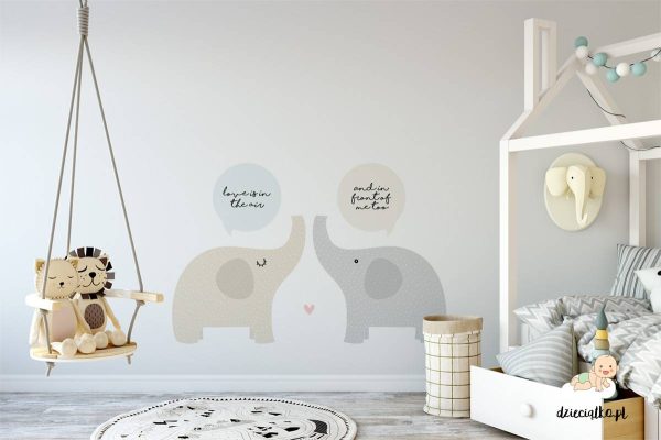 two cute little elephants - wall sticker for child’s room