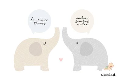 two cute little elephants - wall sticker for child’s room