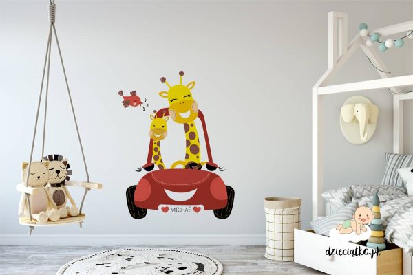 giraffes drive a car - wall sticker for child’s room