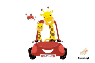 giraffes drive a car - wall sticker for child’s room
