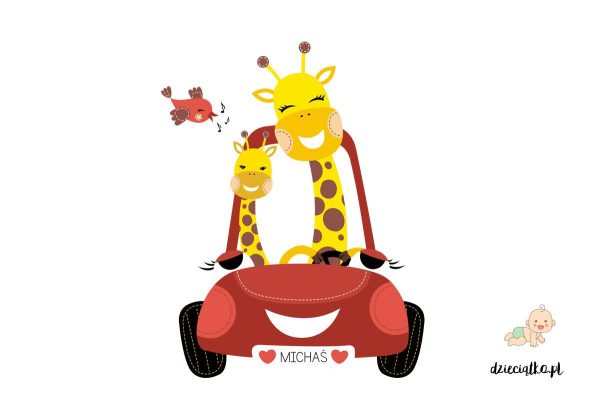 giraffes drive a car - wall sticker for child’s room