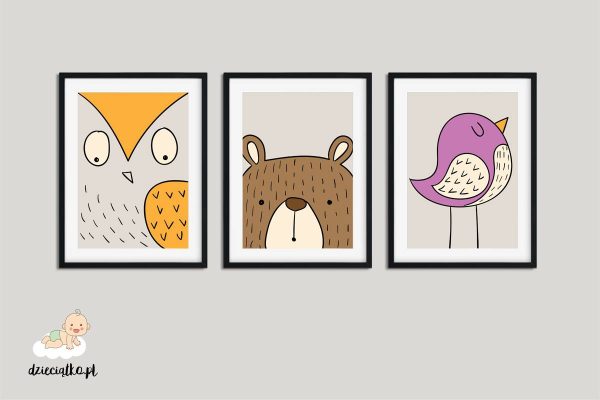 owl bear bird - posters for child’s room