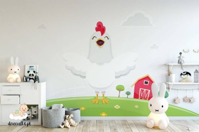 happy hen on the farm - children’s wall mural