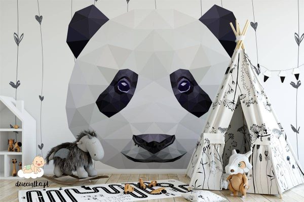 cute panda bear head - children’s wall mural