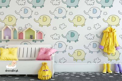 cute little elephants pattern - children’s wall mural