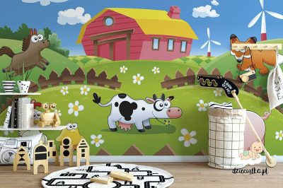 animals on the farm - children’s wall mural