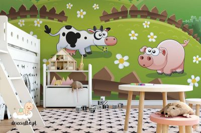 animals on the farm - children’s wall mural