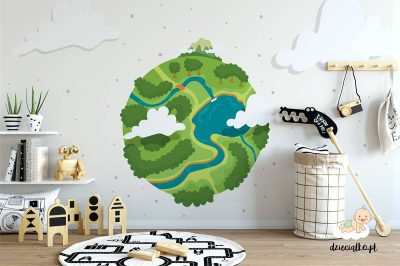 green planet earth - children’s wall mural