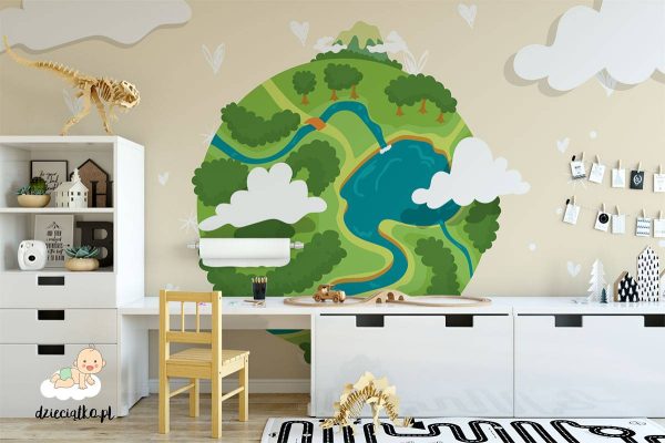 green planet earth - children’s wall mural