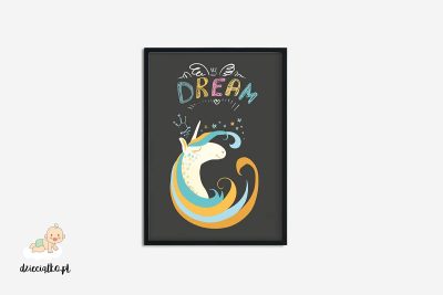 cute unicorn head with colorful mane and horn - poster for child’s room