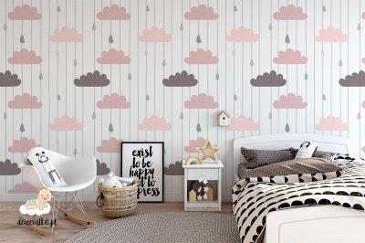 colorful clouds and raindrops - children’s wall mural