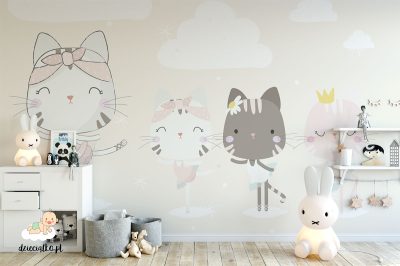 dancing cute kitties - children’s wall mural