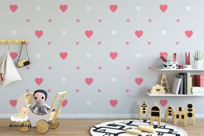 pink and white hearts - wall stickers for child’s room