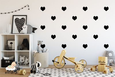 black angular hearts - wall stickers for child’s room