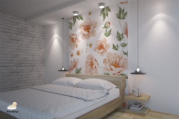 bright flowers with green stems - wall mural