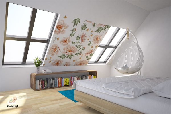 bright flowers with green stems - wall mural