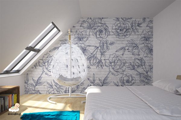 hand drawn roses on a light background - wall mural
