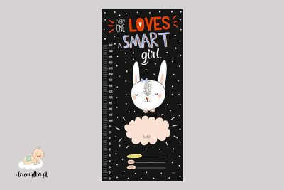 black growth chart with a rabbit head - wall sticker for child’s room