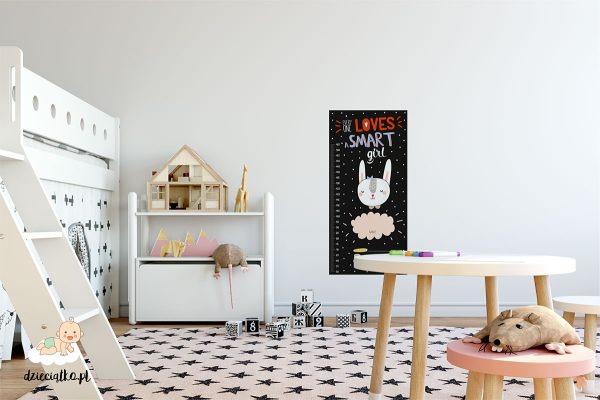 black growth chart with a rabbit head - wall sticker for child’s room