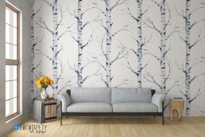 white birches - wall mural