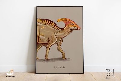 drawing of a parasaurolophus - artistic poster