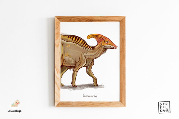 drawing of a parasaurolophus - artistic poster