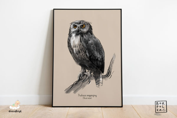 eagle owl drawing - artistic poster