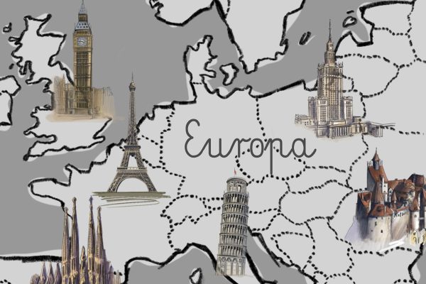 worth visiting buildings on the world map - children’s wall mural
