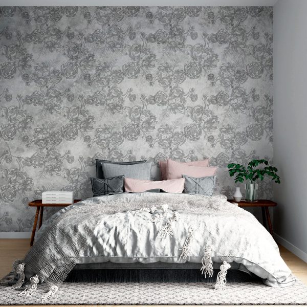 small beautiful gray peonies on a light background - wall mural