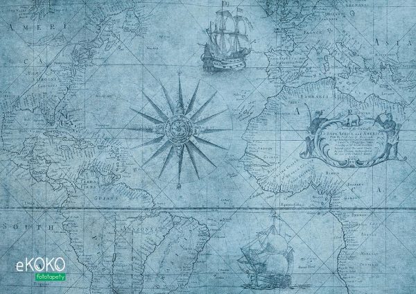 old blue nautical map - wall mural
