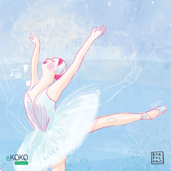 ballerinas and swans dancing together on the water - children’s wall mural