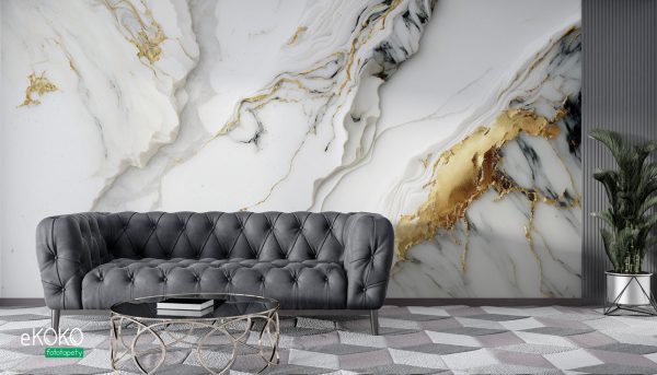 marble with gold veins - wall mural