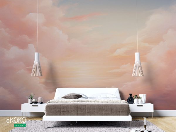 peach cloudy sky - wall mural