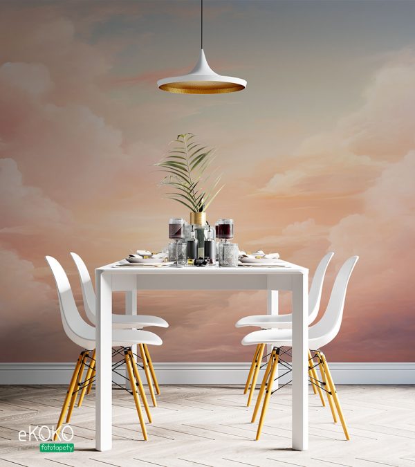 peach cloudy sky - wall mural