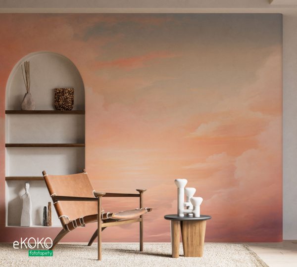 peach cloudy sky - wall mural