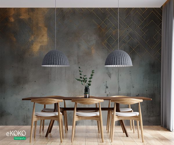 golden elements on concrete background - wall mural