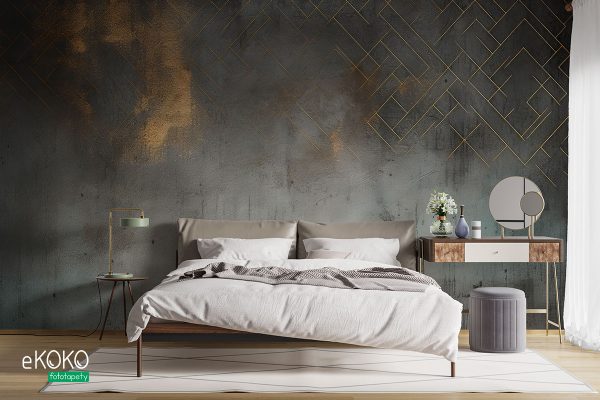 golden elements on concrete background - wall mural