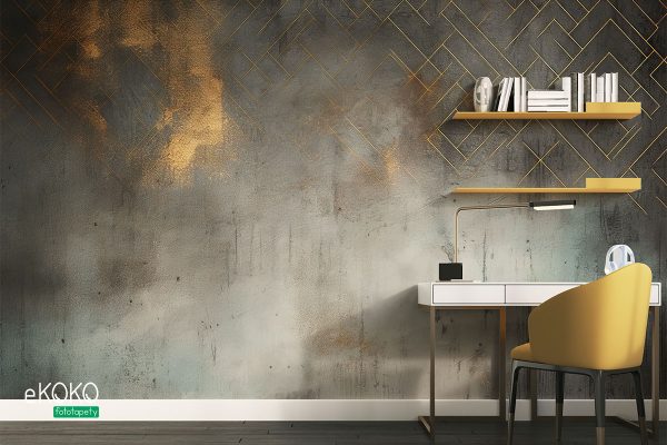 golden elements on concrete background - wall mural