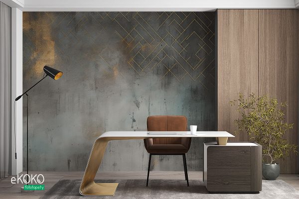 golden elements on concrete background - wall mural