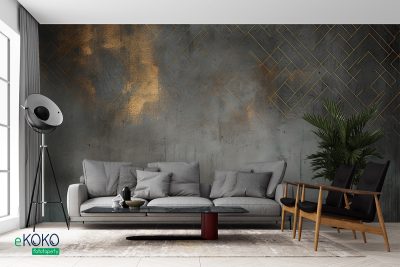golden elements on concrete background - wall mural