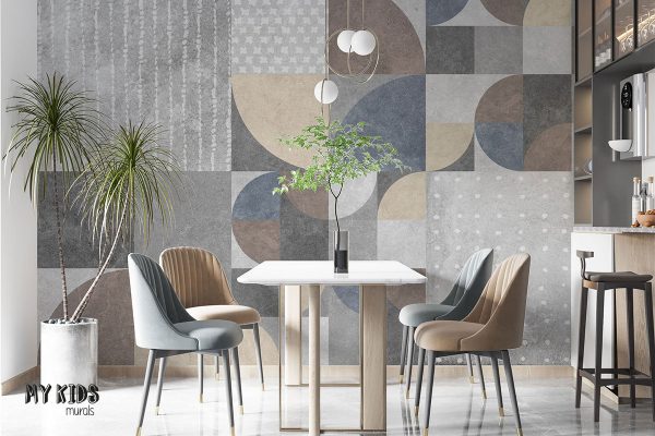 colorful geometric tiles - wall mural