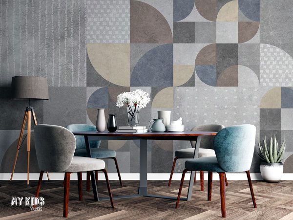 colorful geometric tiles - wall mural