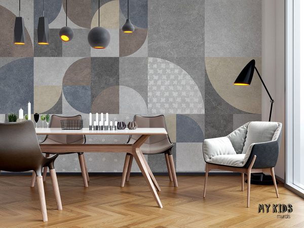 colorful geometric tiles - wall mural